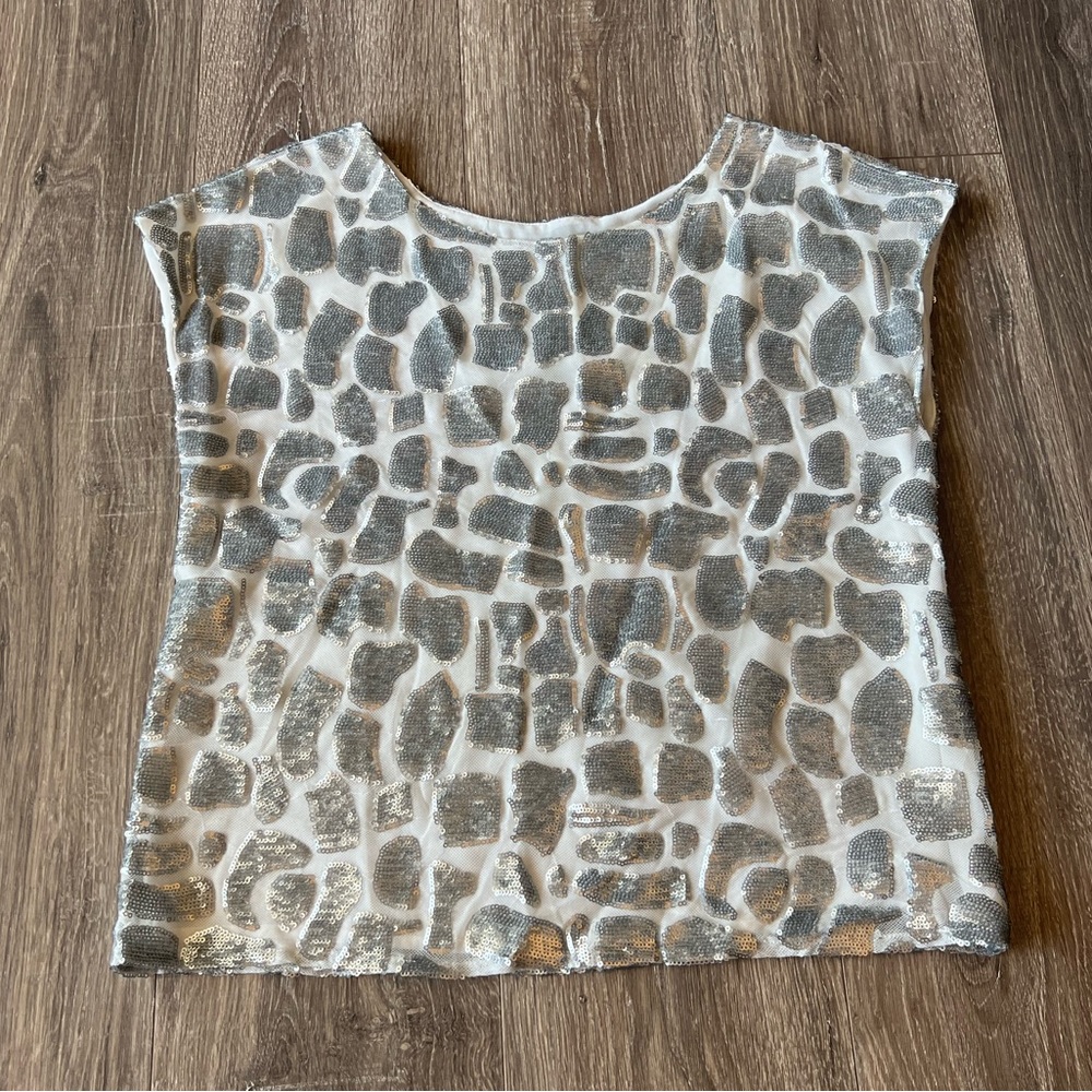 Vince Camino silver sequin top Small